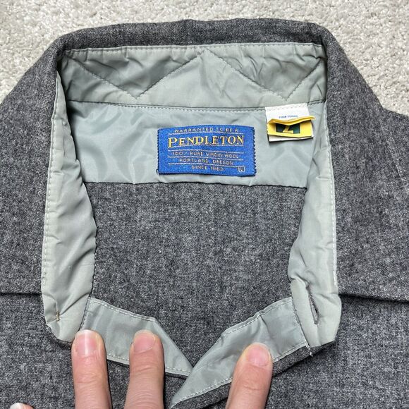 Vintage Pendleton Pure Virgin Wool  Button Up Shirt Men's Large Gray Long Sleeve - Picture 10 of 10